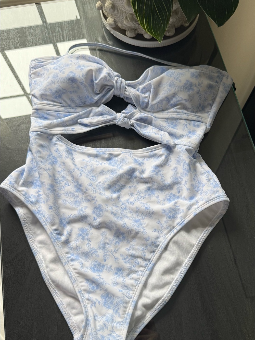 Salt + Cove White and Light Blue Floral One-Piece Swimsuit
